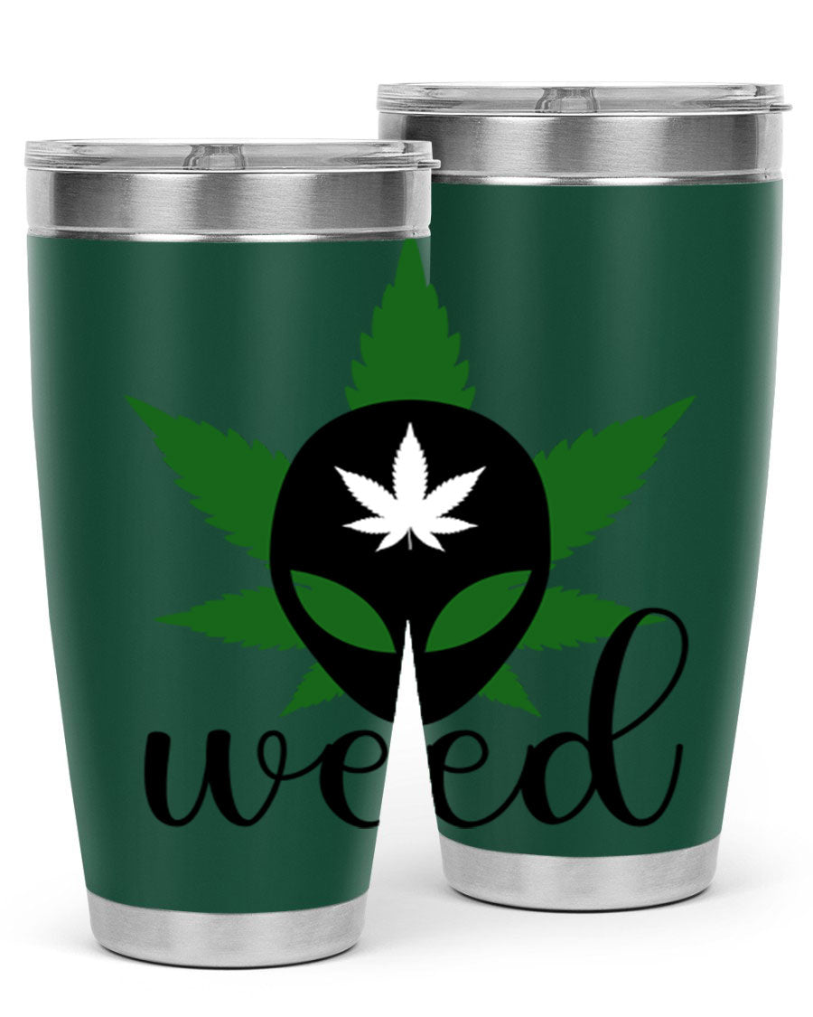 Alien Weed 12# Tumbler, a stylish 20oz double wall vacuum stainless steel drinkware with copper lining and a drink-thru lid.