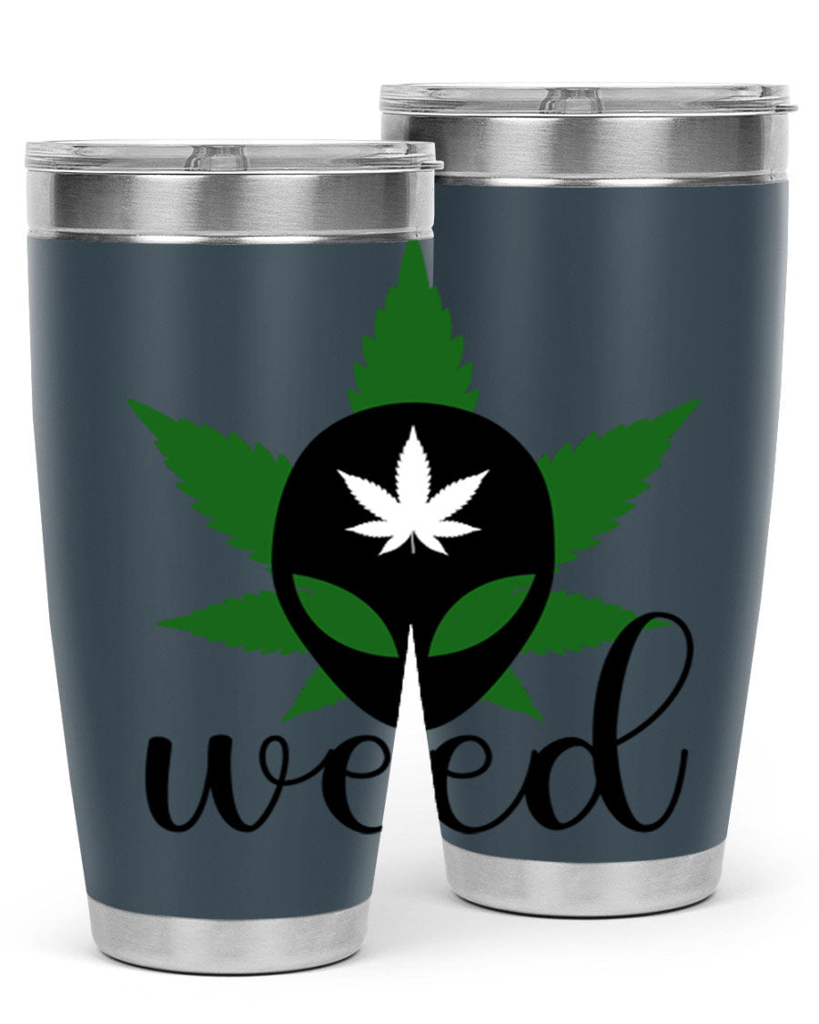 Alien Weed 12# Tumbler, a stylish 20oz double wall vacuum stainless steel drinkware with copper lining and a drink-thru lid.