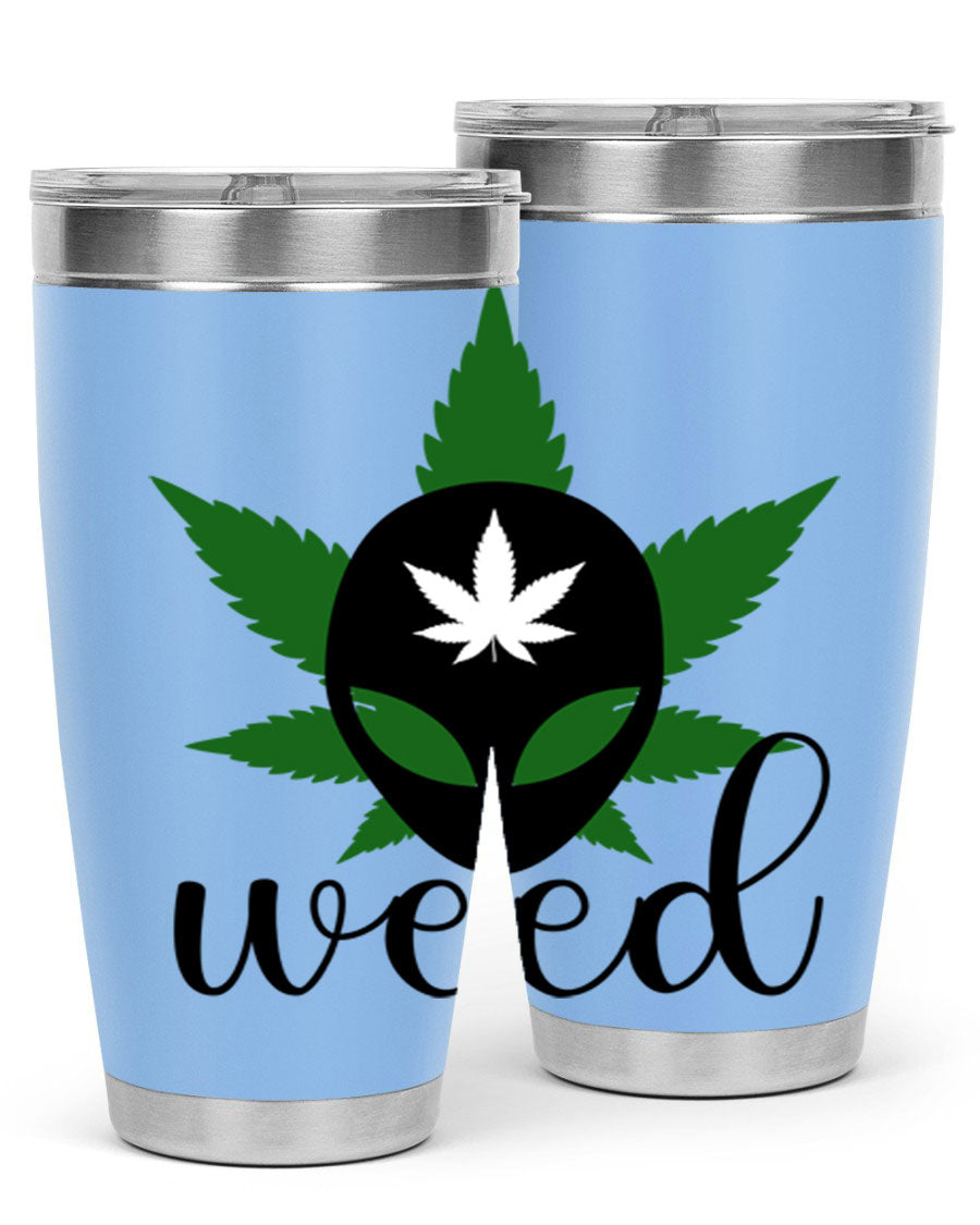 Alien Weed 12# Tumbler, a stylish 20oz double wall vacuum stainless steel drinkware with copper lining and a drink-thru lid.