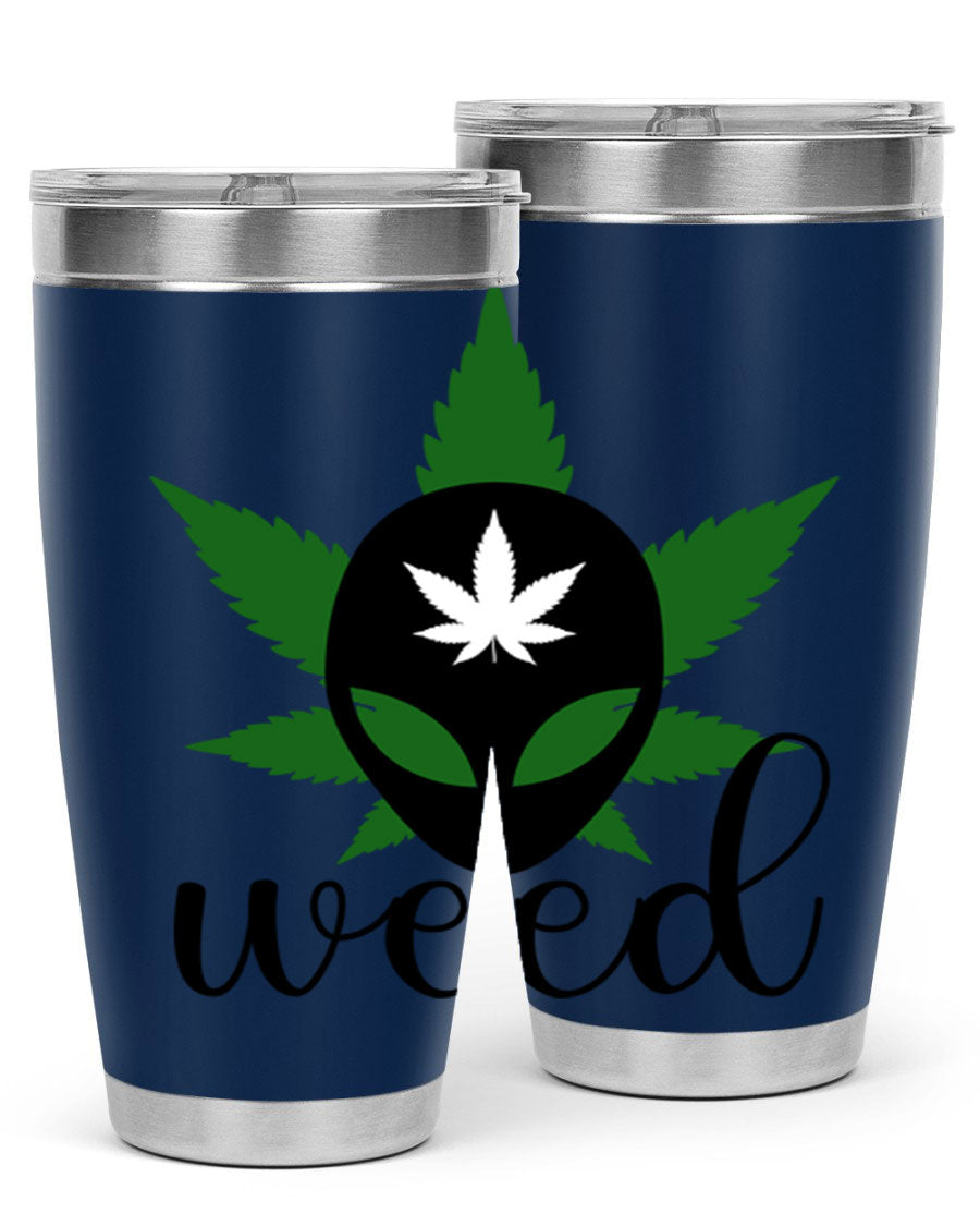Alien Weed 12# Tumbler, a stylish 20oz double wall vacuum stainless steel drinkware with copper lining and a drink-thru lid.