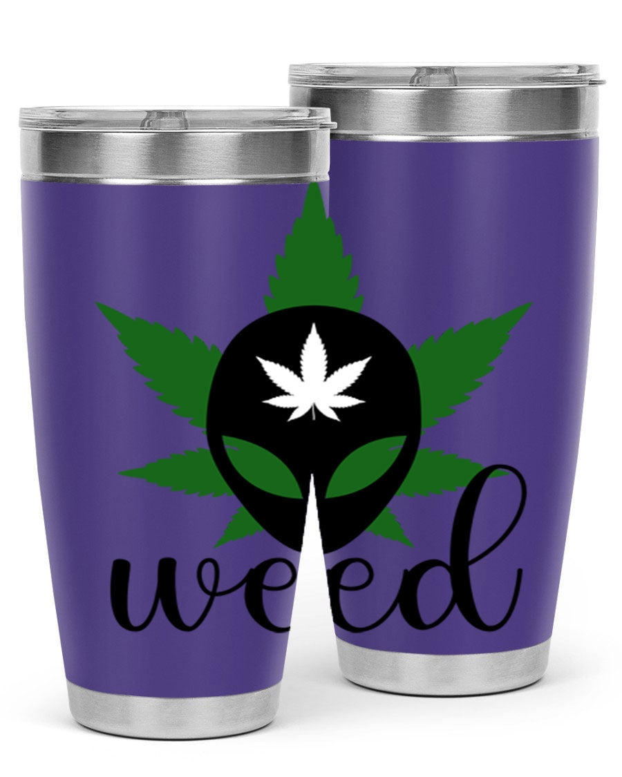 Alien Weed 12# Tumbler, a stylish 20oz double wall vacuum stainless steel drinkware with copper lining and a drink-thru lid.