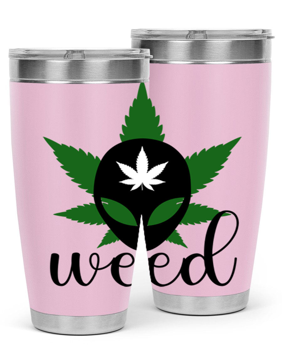 Alien Weed 12# Tumbler, a stylish 20oz double wall vacuum stainless steel drinkware with copper lining and a drink-thru lid.