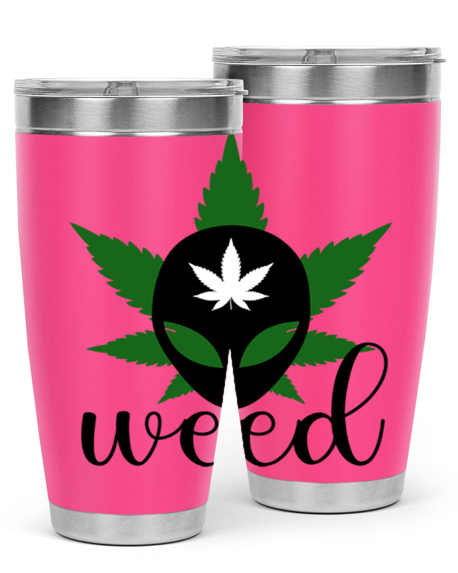 Alien Weed 12# Tumbler, a stylish 20oz double wall vacuum stainless steel drinkware with copper lining and a drink-thru lid.