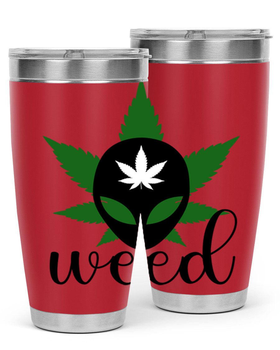 Alien Weed 12# Tumbler, a stylish 20oz double wall vacuum stainless steel drinkware with copper lining and a drink-thru lid.