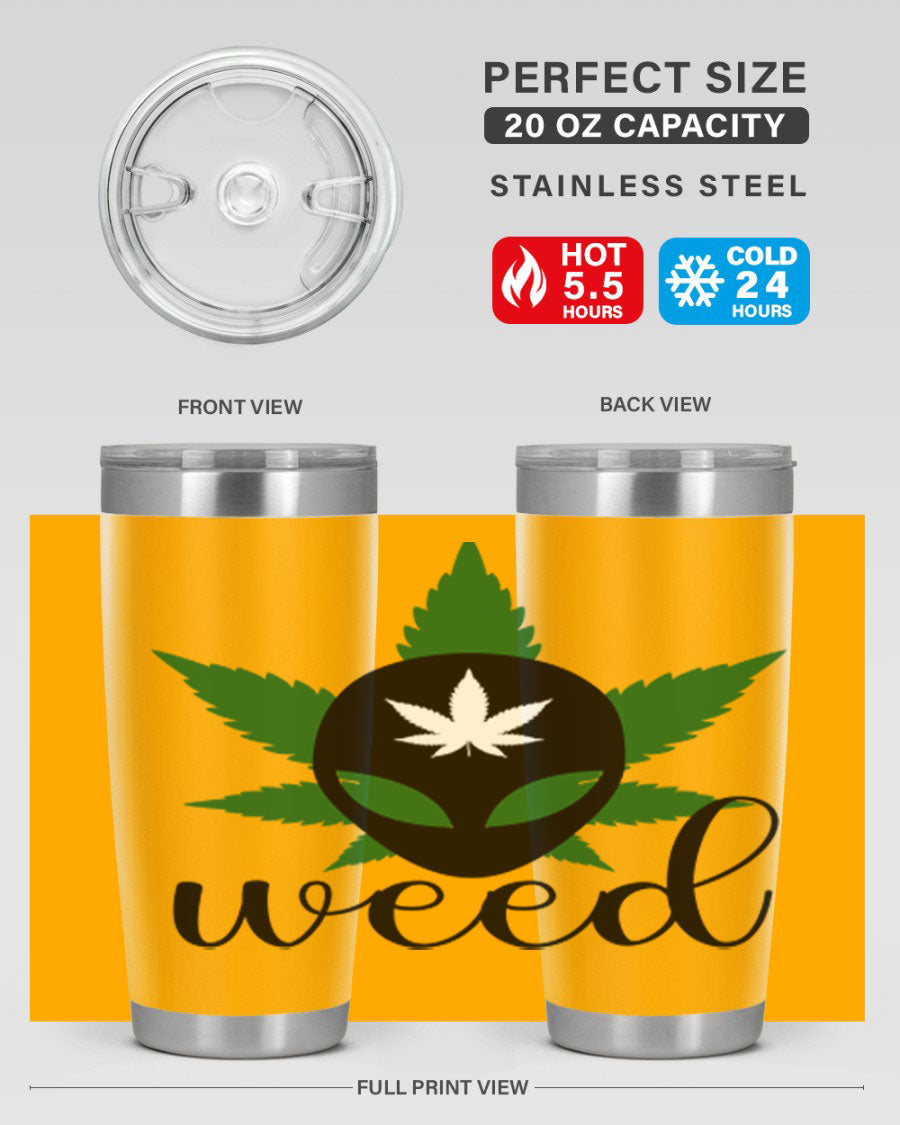Alien Weed 12# Tumbler, a stylish 20oz double wall vacuum stainless steel drinkware with copper lining and a drink-thru lid.