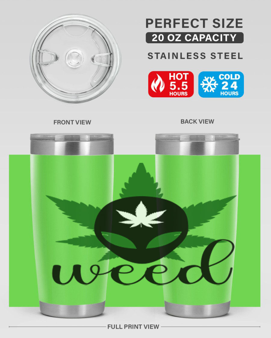 Alien Weed 12# Tumbler, a stylish 20oz double wall vacuum stainless steel drinkware with copper lining and a drink-thru lid.