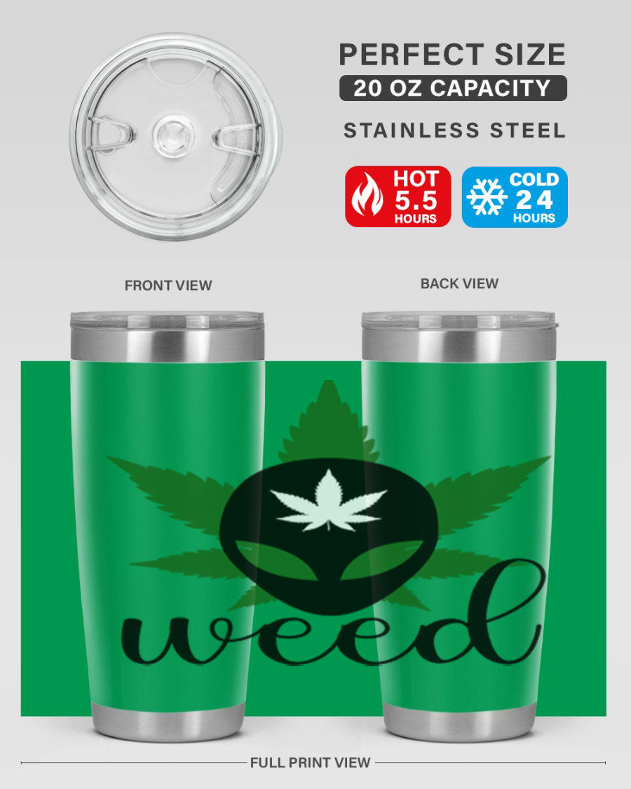 Alien Weed 12# Tumbler, a stylish 20oz double wall vacuum stainless steel drinkware with copper lining and a drink-thru lid.