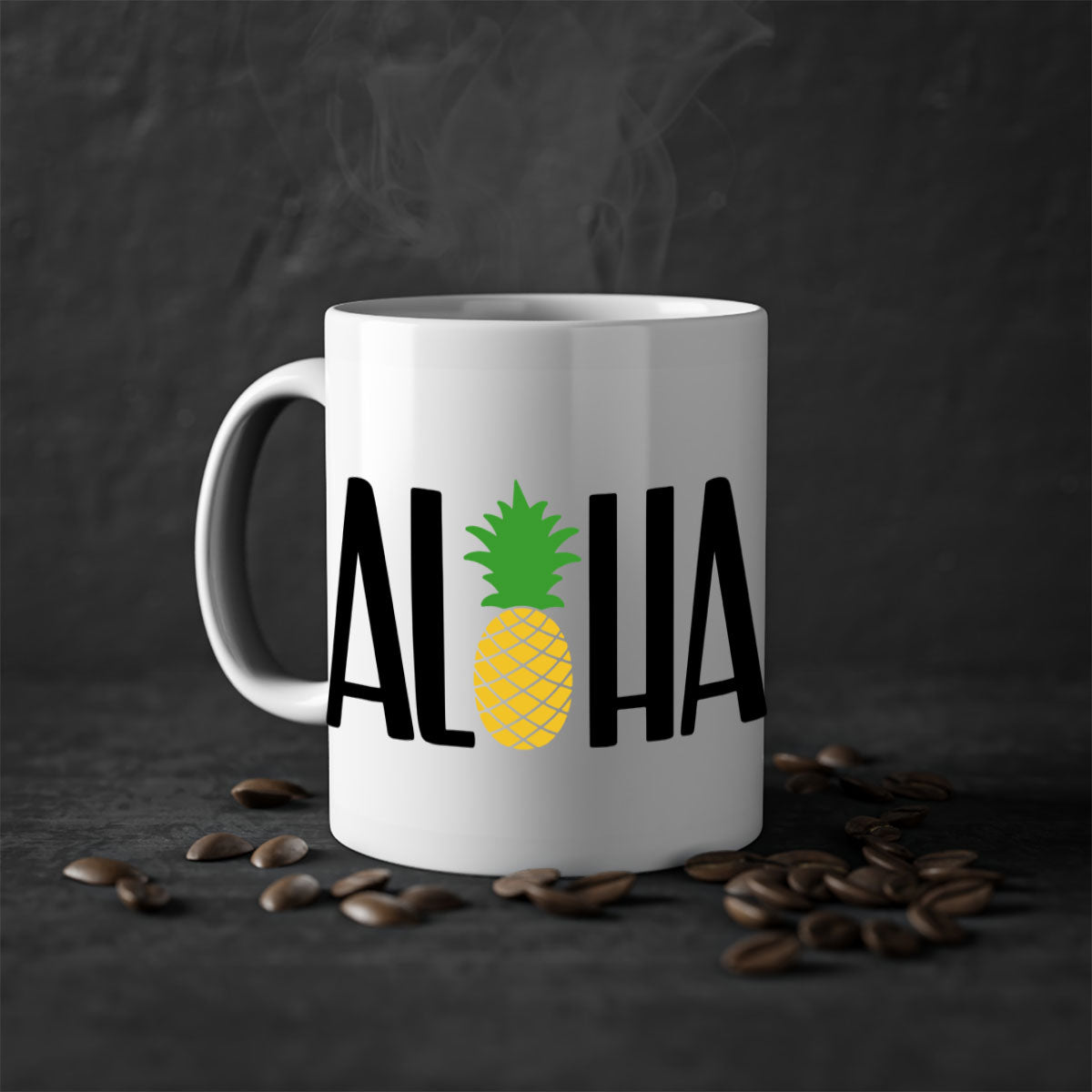 Aloha Style 54# Summer Mug featuring a glossy finish, colored handle, and interior in vibrant colors, perfect for coffee or tea.
