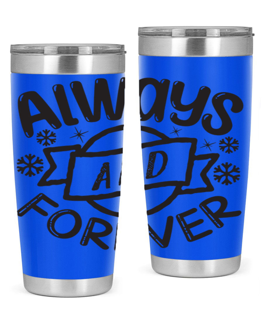 Always and Forever 16# Winter Tumbler in stainless steel with a sleek design, featuring a press-in lid and double wall vacuum insulation.