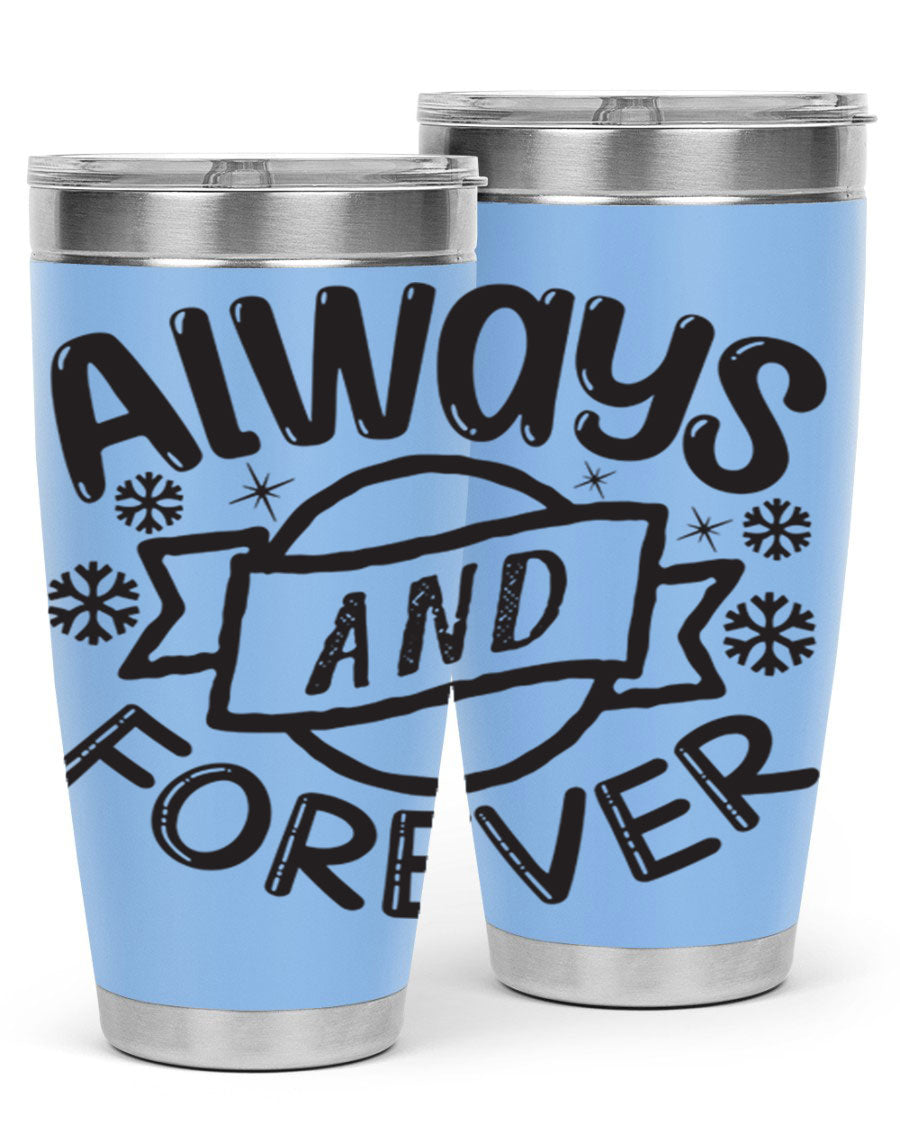 Always and Forever 16# Winter Tumbler in stainless steel with a sleek design, featuring a press-in lid and double wall vacuum insulation.