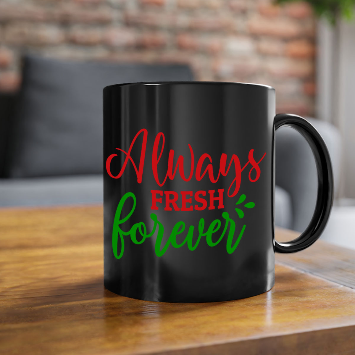 Always Fresh Forever Mug in five color options with glossy finish and easy-grip handle.