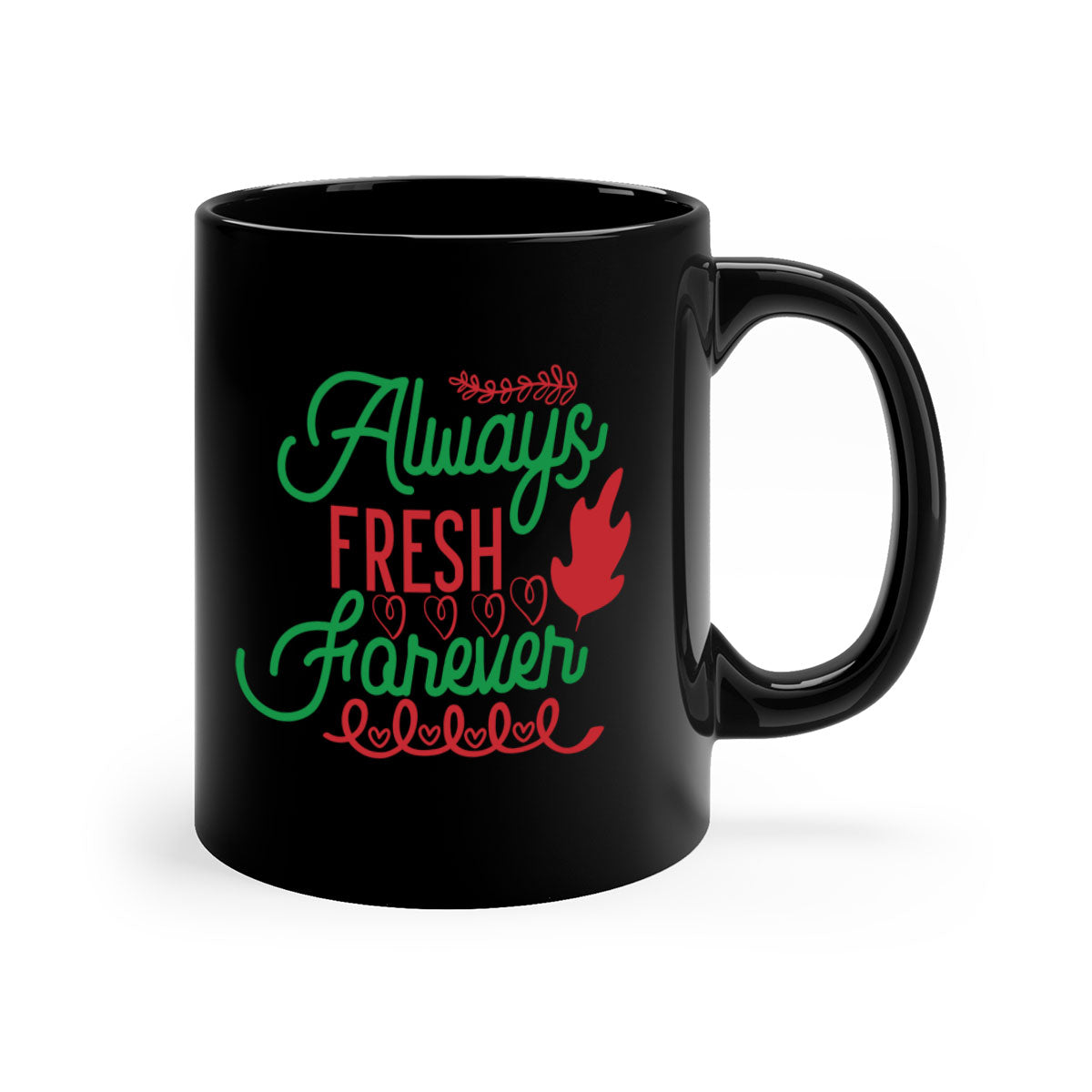 Always Fresh Forever 13# Mug in five vibrant colors with a glossy finish and easy-grip handle, perfect for coffee and tea lovers.
