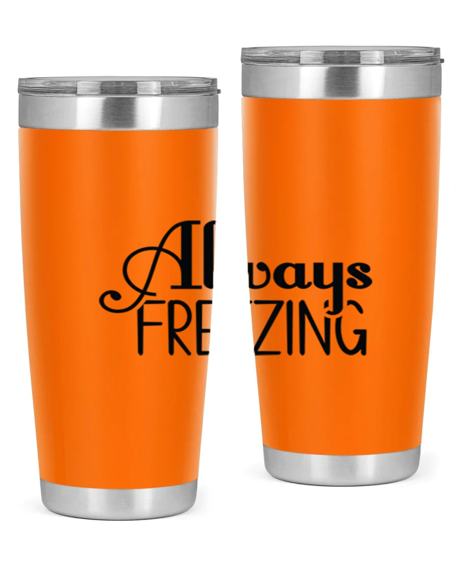 Always Freezing 7# winter tumbler in stainless steel with a drink-thru lid, showcasing its sleek design and double wall insulation.