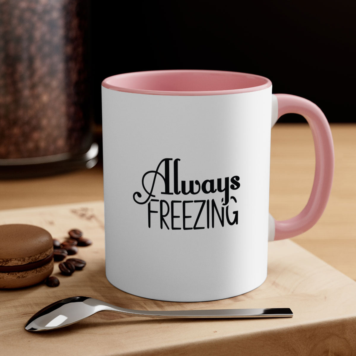 Always Freezing 7# Mug in five vibrant colors with a glossy finish and easy-grip handle.