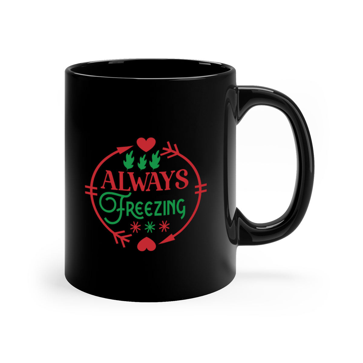 Always Freezing 8# Mug with colorful handle and glossy finish, available in multiple colors and sizes.