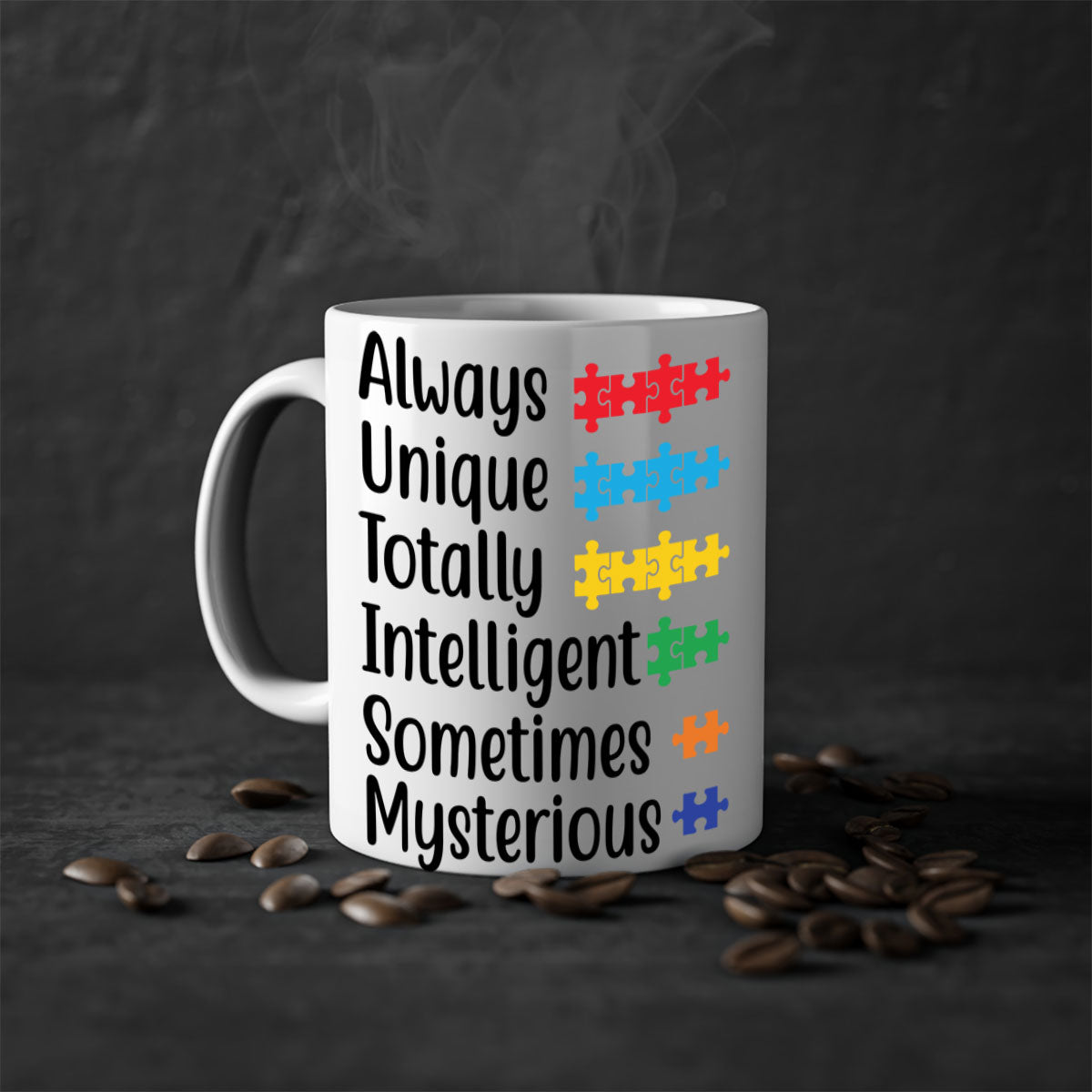 Always Unique Style 42# Mug featuring a glossy finish with a colored handle and interior, available in five vibrant colors.