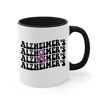 A stylish two-tone Alzheimer's Mug with a colored handle and glossy finish, available in multiple colors and sizes.