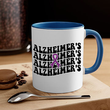 A stylish two-tone Alzheimer's Mug with a colored handle and glossy finish, available in multiple colors and sizes.