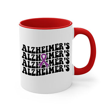 A stylish two-tone Alzheimer's Mug with a colored handle and glossy finish, available in multiple colors and sizes.