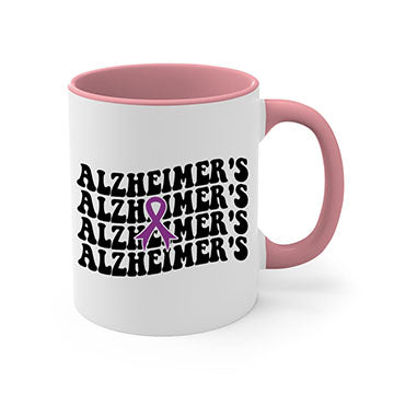 A stylish two-tone Alzheimer's Mug with a colored handle and glossy finish, available in multiple colors and sizes.