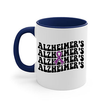 A stylish two-tone Alzheimer's Mug with a colored handle and glossy finish, available in multiple colors and sizes.