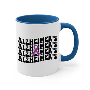 A stylish two-tone Alzheimer's Mug with a colored handle and glossy finish, available in multiple colors and sizes.