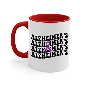A stylish two-tone Alzheimer's Mug with a colored handle and glossy finish, available in multiple colors and sizes.