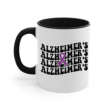 A stylish two-tone Alzheimer's Mug with a colored handle and glossy finish, available in multiple colors and sizes.