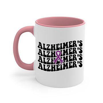 A stylish two-tone Alzheimer's Mug with a colored handle and glossy finish, available in multiple colors and sizes.