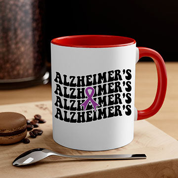 A stylish two-tone Alzheimer's Mug with a colored handle and glossy finish, available in multiple colors and sizes.