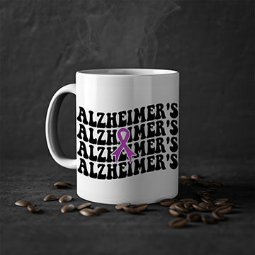 A stylish two-tone Alzheimer's Mug with a colored handle and glossy finish, available in multiple colors and sizes.