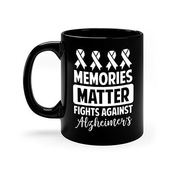 Alzheimer's awareness mug with a glossy finish and colored handle, available in multiple colors and sizes.