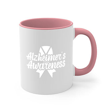 Alzheimer's Awareness 124# Mug with colorful handle and glossy finish, available in multiple colors and sizes.