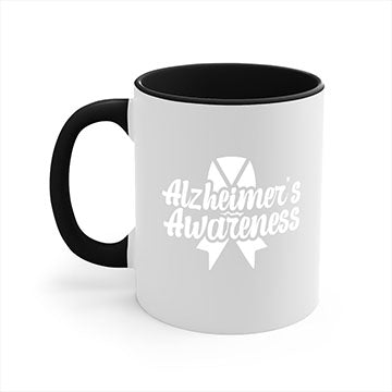 Alzheimer's Awareness 124# Mug with colorful handle and glossy finish, available in multiple colors and sizes.