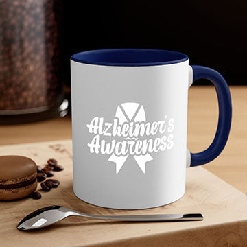 Alzheimer's Awareness 124# Mug with colorful handle and glossy finish, available in multiple colors and sizes.