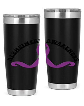 Alzheimer's Awareness 20oz Tumbler featuring a sleek stainless steel design with a drink-thru lid, showcasing support for Alzheimer's awareness.