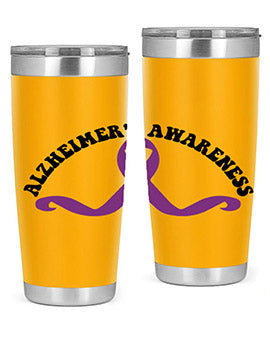 Alzheimer's Awareness 20oz Tumbler featuring a sleek stainless steel design with a drink-thru lid, showcasing support for Alzheimer's awareness.