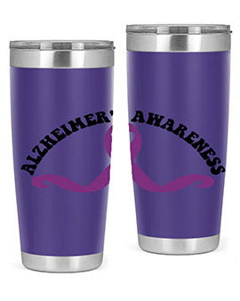 Alzheimer's Awareness 20oz Tumbler featuring a sleek stainless steel design with a drink-thru lid, showcasing support for Alzheimer's awareness.