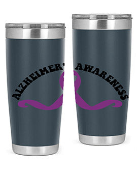 Alzheimer's Awareness 20oz Tumbler featuring a sleek stainless steel design with a drink-thru lid, showcasing support for Alzheimer's awareness.