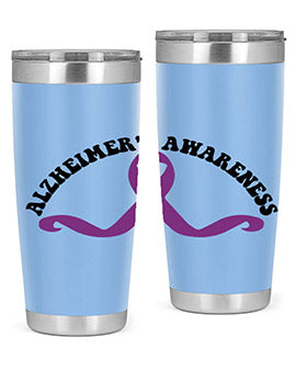 Alzheimer's Awareness 20oz Tumbler featuring a sleek stainless steel design with a drink-thru lid, showcasing support for Alzheimer's awareness.