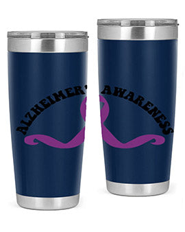 Alzheimer's Awareness 20oz Tumbler featuring a sleek stainless steel design with a drink-thru lid, showcasing support for Alzheimer's awareness.