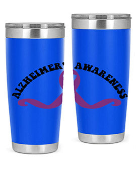 Alzheimer's Awareness 20oz Tumbler featuring a sleek stainless steel design with a drink-thru lid, showcasing support for Alzheimer's awareness.
