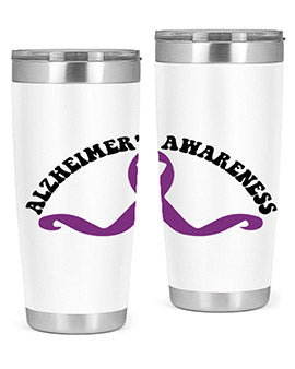 Alzheimer's Awareness 20oz Tumbler featuring a sleek stainless steel design with a drink-thru lid, showcasing support for Alzheimer's awareness.
