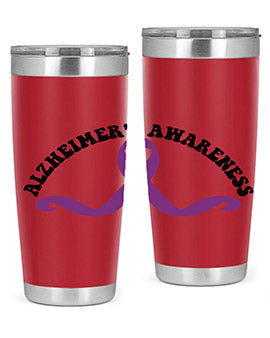 Alzheimer's Awareness 20oz Tumbler featuring a sleek stainless steel design with a drink-thru lid, showcasing support for Alzheimer's awareness.