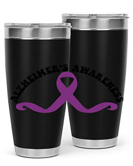 Alzheimer's Awareness 20oz Tumbler featuring a sleek stainless steel design with a drink-thru lid, showcasing support for Alzheimer's awareness.