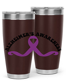 Alzheimer's Awareness 20oz Tumbler featuring a sleek stainless steel design with a drink-thru lid, showcasing support for Alzheimer's awareness.