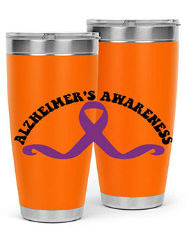 Alzheimer's Awareness 20oz Tumbler featuring a sleek stainless steel design with a drink-thru lid, showcasing support for Alzheimer's awareness.