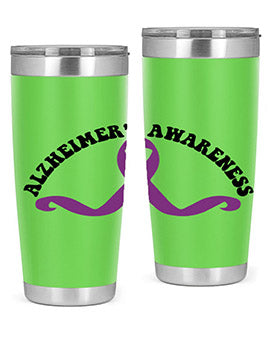 Alzheimer's Awareness 20oz Tumbler featuring a sleek stainless steel design with a drink-thru lid, showcasing support for Alzheimer's awareness.