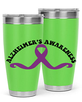 Alzheimer's Awareness 20oz Tumbler featuring a sleek stainless steel design with a drink-thru lid, showcasing support for Alzheimer's awareness.