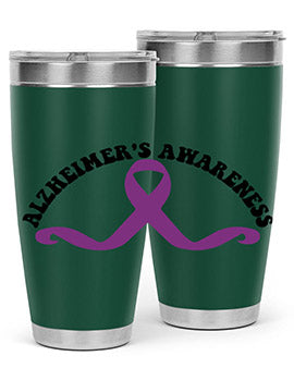 Alzheimer's Awareness 20oz Tumbler featuring a sleek stainless steel design with a drink-thru lid, showcasing support for Alzheimer's awareness.